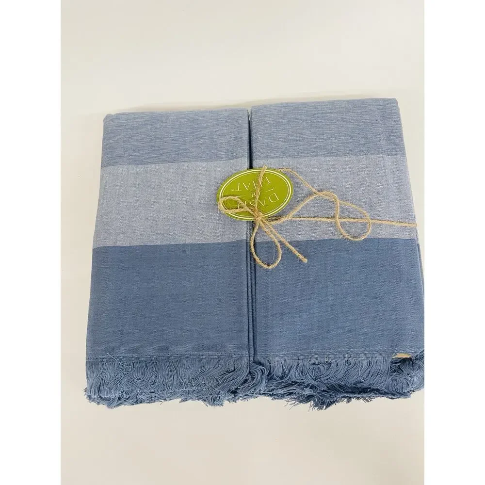 Natural Cloth 18x18” Table Napkin With Fringes Modern Style 12-pack Blue